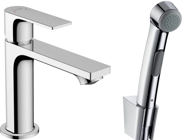 Смеситель для раковины Hansgrohe Rebris E 72216000 с гигиеническим душем Sancos — Оригинал