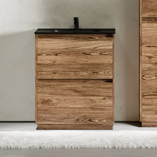 Тумба с раковиной Sancos Libra Floor 70 дуб чарльстон, черная раковина CN7007MB Sancos — Оригинал