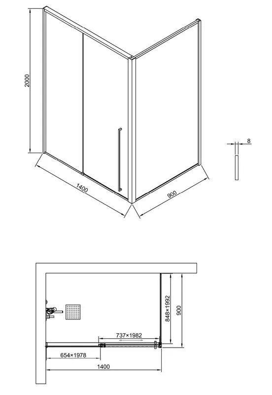 Душевой уголок Timo TDSS-140/17C-8L + TSS-900/17C-8 140x90 см, профиль матовое золото, стекло прозра Sancos — официальный сайт