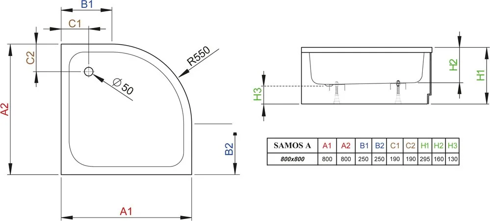 Поддон для душа Radaway Samos A800 с сифоном Sancos — официальный сайт