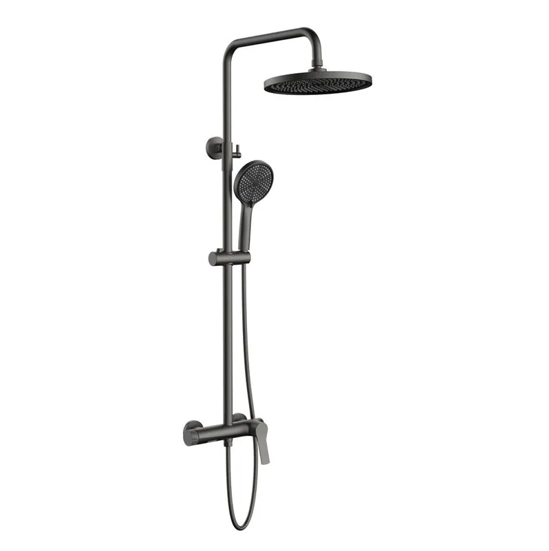 Душевая стойка Vincea Arco VSFS-4AR1GM, с изливом, вороненая сталь Sancos — официальный сайт