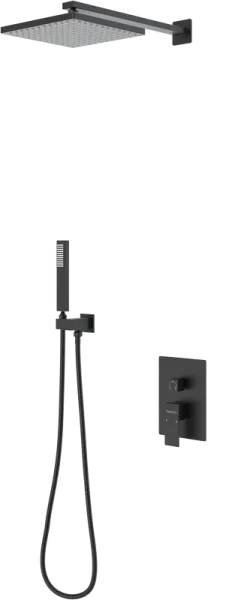 Душевой комплект Berges Figure 2S 071032, С ВНУТРЕННЕЙ ЧАСТЬЮ, черный матовый Sancos — Оригинал