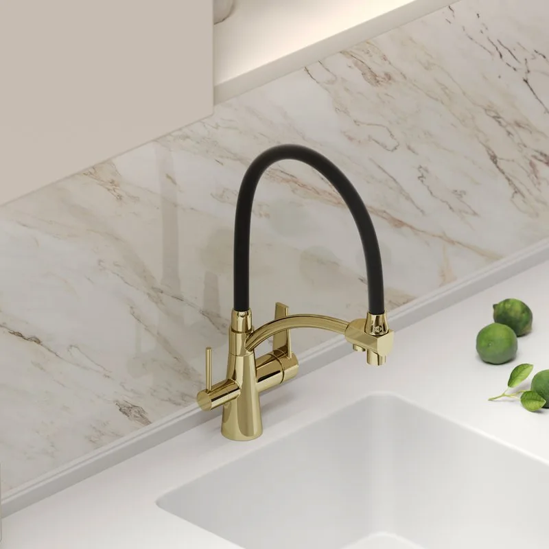Смеситель для кухни Sancos Eri SC4001ZG с гибким изливом, полированное золото Sancos — официальный сайт