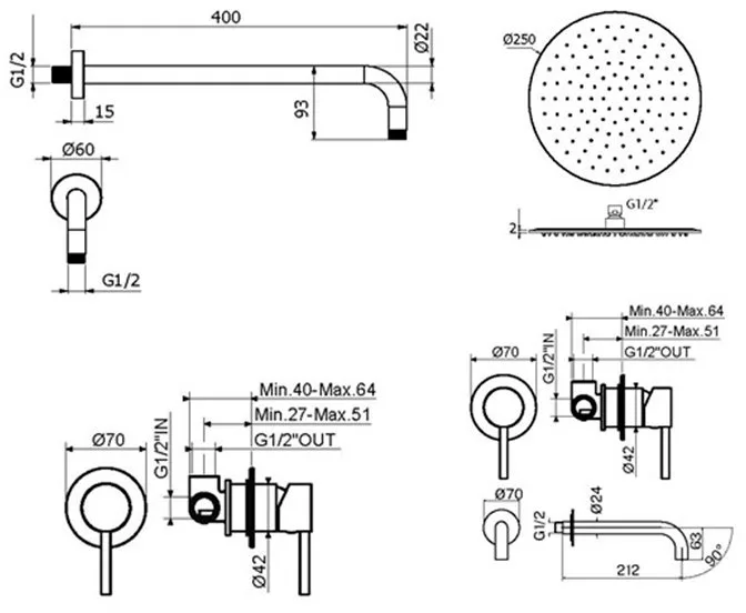 Комплект для ванной Plumberia Selection Ixo KITXO01CR210 С ВНУТРЕННЕЙ ЧАСТЬЮ, хром Sancos — официальный сайт