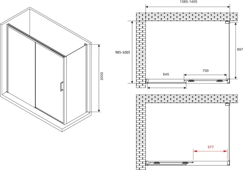 Душевой уголок Abber Komfort AG93140B-S102B 140x100, профиль черный, стекло прозрачное Sancos — официальный сайт
