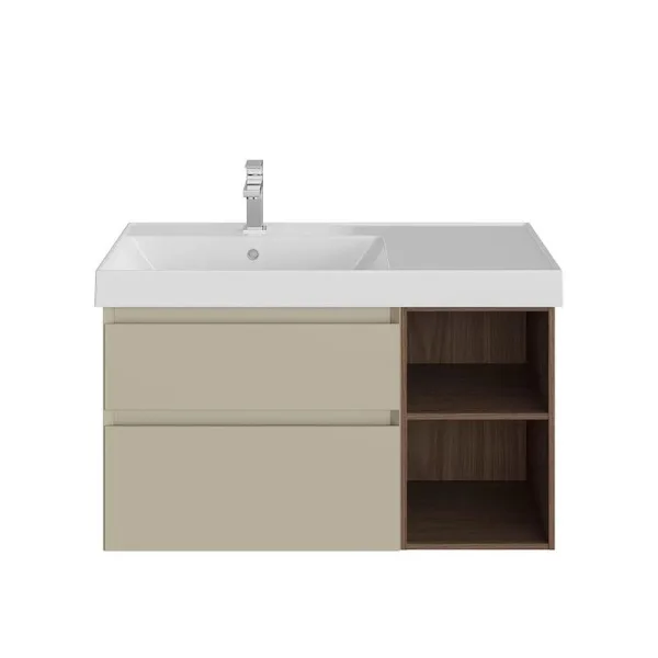 Тумба под раковину без столешницы KERAMA MARAZZI Cubo 90, левая подвесная, с ящиками и полкой, лимо  Sancos — Оригинал