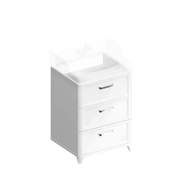 Тумба под раковину без столешницы KERAMA MARAZZI Pompei 60 напольная, с 3 ящиками, глянцевая белая Sancos — Оригинал