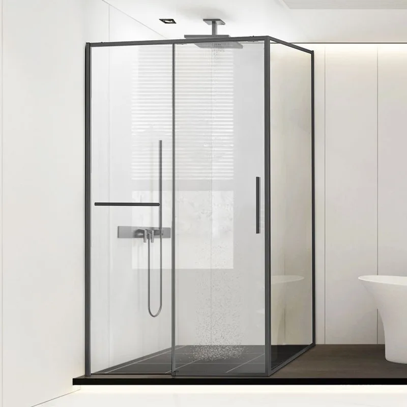 Душевой уголок Vincea Slim Soft VSR-1SS1011CLGM 110х100, профиль вороненая сталь, стекло прозрачное Sancos — официальный сайт