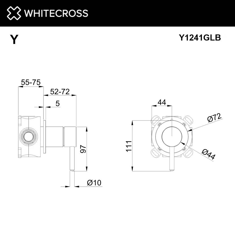 Встраиваемый смеситель WHITECROSS Y Y1241GLB для душа С ВНУТРЕННЕЙ ЧАСТЬЮ, брашированное золото Sancos — официальный сайт