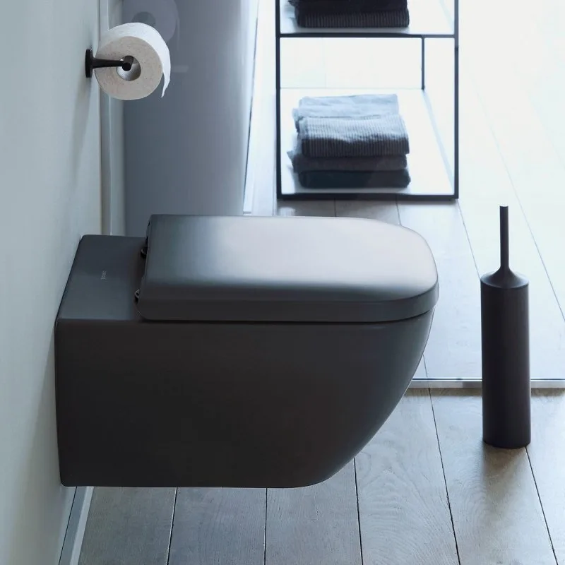 Унитаз подвесной Duravit Happy D.2 2222098900 64591300 с микролифтом, безободковый, глянцевый черный Sancos — официальный сайт