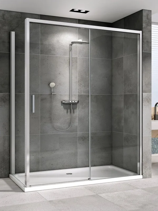 Душевой уголок Abber Komfort AG93130-S102 130х100 см, профиль матовый хром, стекло прозрачное Sancos — официальный сайт