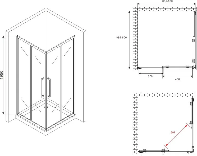 Душевой уголок Abber Schwarzer Diamant AG02090BDTH 90x90, профиль черный, стекло тонированное серое Sancos — официальный сайт