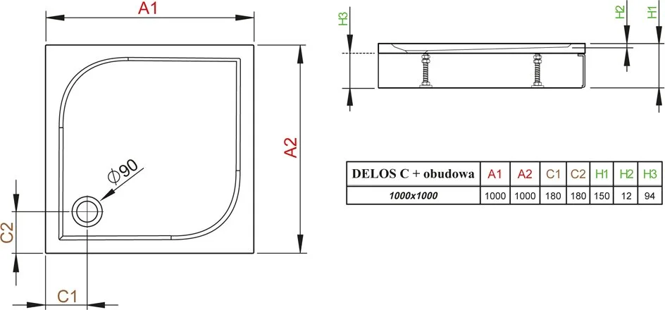 Поддон для душа Radaway Delos C1000 с панелью и сифоном Sancos — официальный сайт