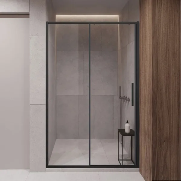 Душевая дверь в нишу Vincea Slim-U VDS-2SU120CLB 120 см, профиль черный, стекло прозрачное Sancos — Оригинал
