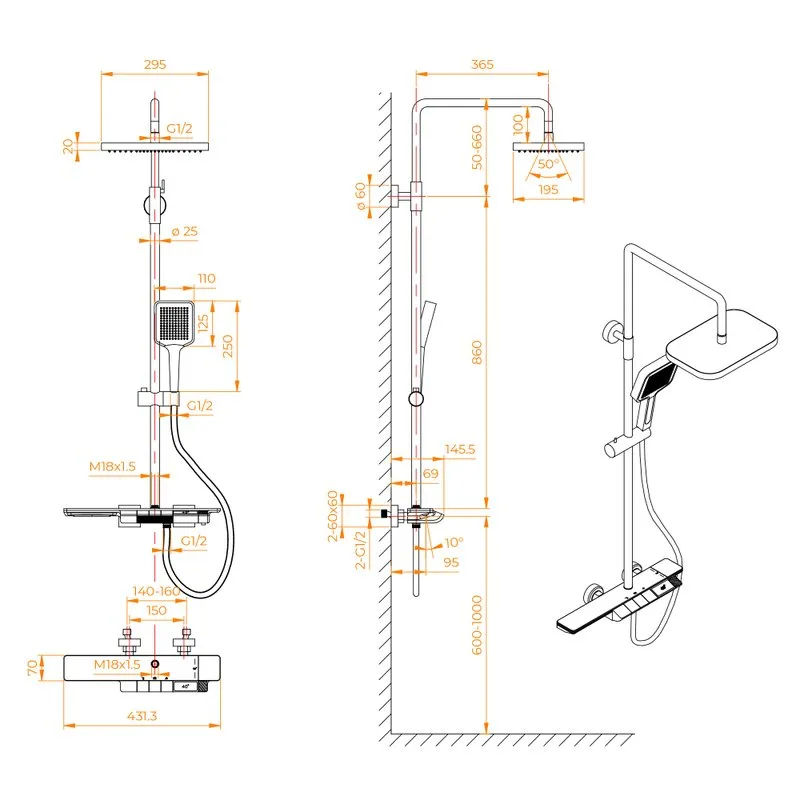 Душевая стойка RGW Shower Panels SP-34, хром Sancos — официальный сайт