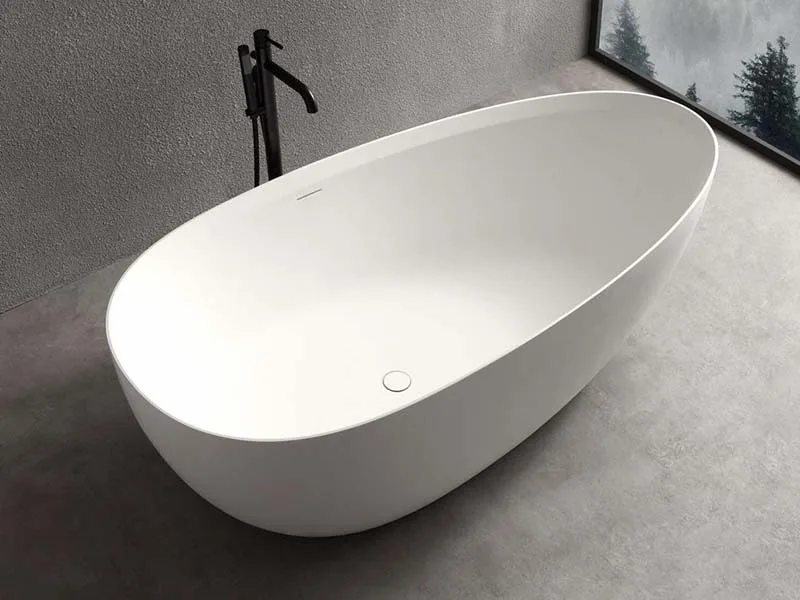 Ванна из искусственного камня Uni-Flo Ova 170x85 см, отдельностоящая белая матовая Sancos — официальный сайт