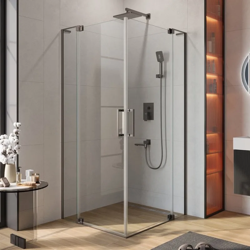 Душевой уголок Cezares Slider AH 2 90/100-100/110 C GM профиль оружейная сталь, стекло прозрачное Sancos — официальный сайт