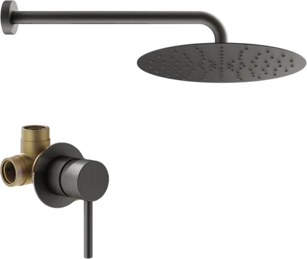 Душевой комплект Plumberia Selection Ixo KITXO01GR С ВНУТРЕННЕЙ ЧАСТЬЮ, графит матовый Sancos — Оригинал