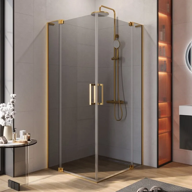 Душевой уголок Cezares Slider AH 2 90/100-100/110 GRIGIO BORO профиль брашированное золото, стекло с Sancos — официальный сайт
