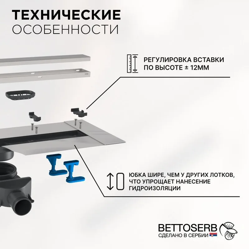 Душевой трап (лоток) BETTOSERB Premium Line 850, с решеткой Sancos — официальный сайт