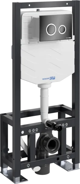 Система инсталляции для унитазов Wasserkraft Dill 61TLT.010.ME.PB01, с кнопкой смыва черной Sancos — Оригинал