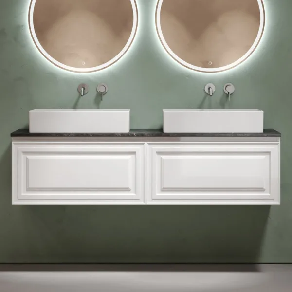 Тумба с раковиной Sancos Very 160 bianco, столешница черный мрамор TT160A1, раковина CN6070 Sancos — Оригинал