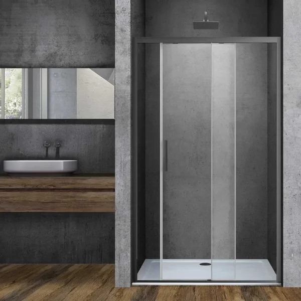 Душевая дверь в нишу Vincea Soft VDS-3SO130CLGM 130 см, профиль вороненая сталь, стекло прозрачное Sancos — Оригинал