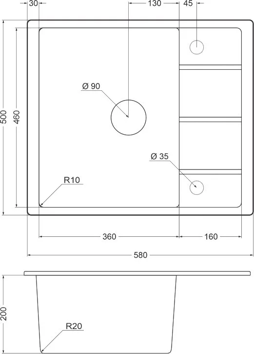 Мойка кухонная Emar Quartz EMQ-1580.Q, морион Sancos — официальный сайт