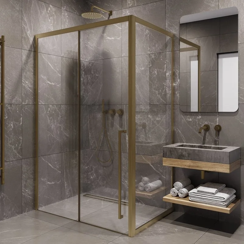 Душевой уголок Timo TDSS-150/17C-8R + TSS-900/17C-8 150x90 см, профиль матовое золото, стекло прозра Sancos — официальный сайт
