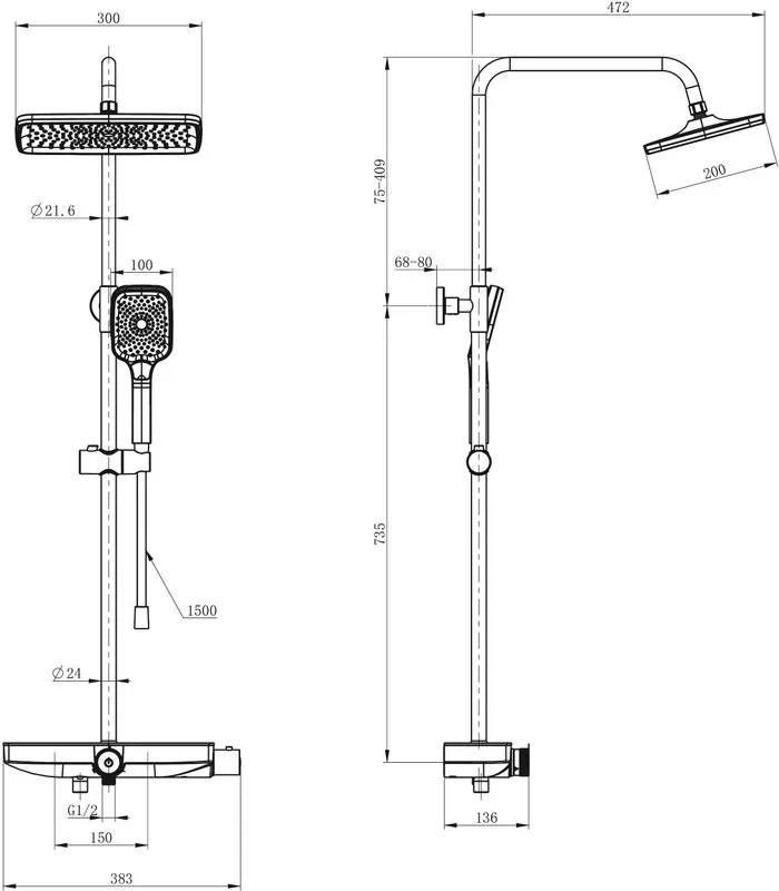 Душевая стойка Wonzon & Woghand ThermoKlick WW-B3098-A-MB, матовая черная Sancos — официальный сайт