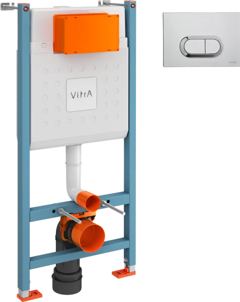 Система инсталляции для унитазов VitrA V-Fix Core 732-5800-01, с кнопкой смыва 740-0940 сталь Sancos — Оригинал