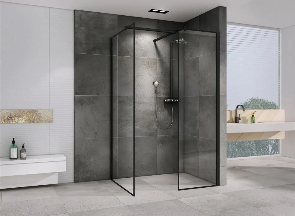 Душевой уголок Abber Immer Offen AG67129B 120x90, профиль черный, стекло прозрачное Sancos — официальный сайт