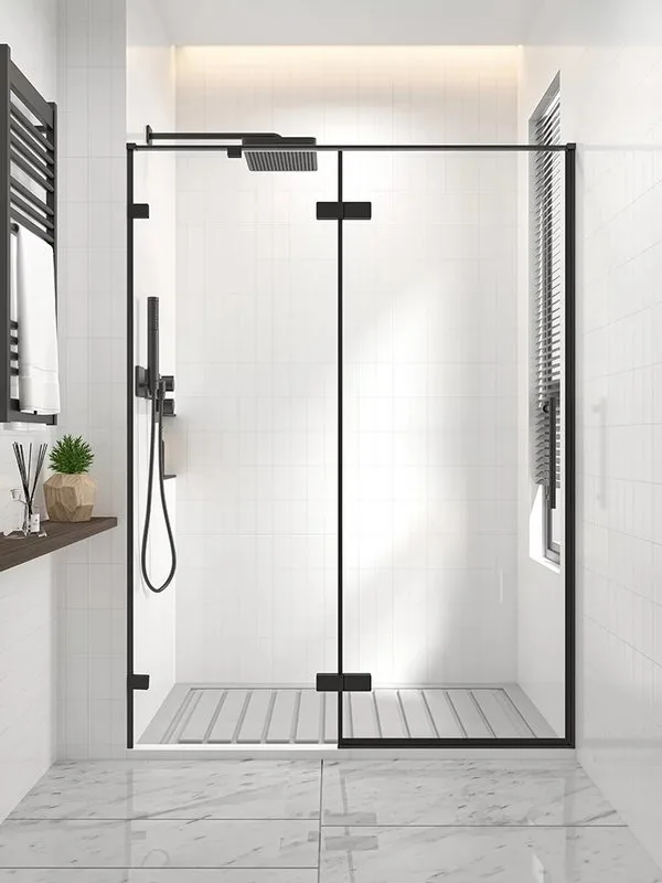 Душевая дверь в нишу Veconi Premium Alassio B 140x200, профиль матовый черный, стекло прозрачное Sancos — официальный сайт