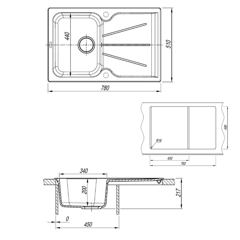 Кухонная мойка кварцевая Uperwood Quartz UPD-04-02, прямоугольная, бежевая Sancos — официальный сайт