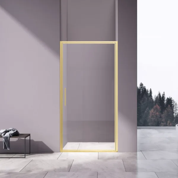 Душевая дверь Vincea Slim 8mm VDP-4SL100CLG, брашированное золото, стекло прозрачное Sancos — Оригинал