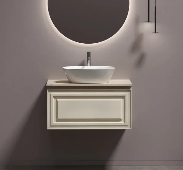 Тумба с раковиной Sancos Very 80 см, beige soft, столешница бежевая, раковина CN5005 Sancos — Оригинал