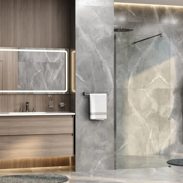 Душевая перегородка Wasserkraft Rur 30W 90 см, профиль хром, стекло прозрачное Sancos — Оригинал