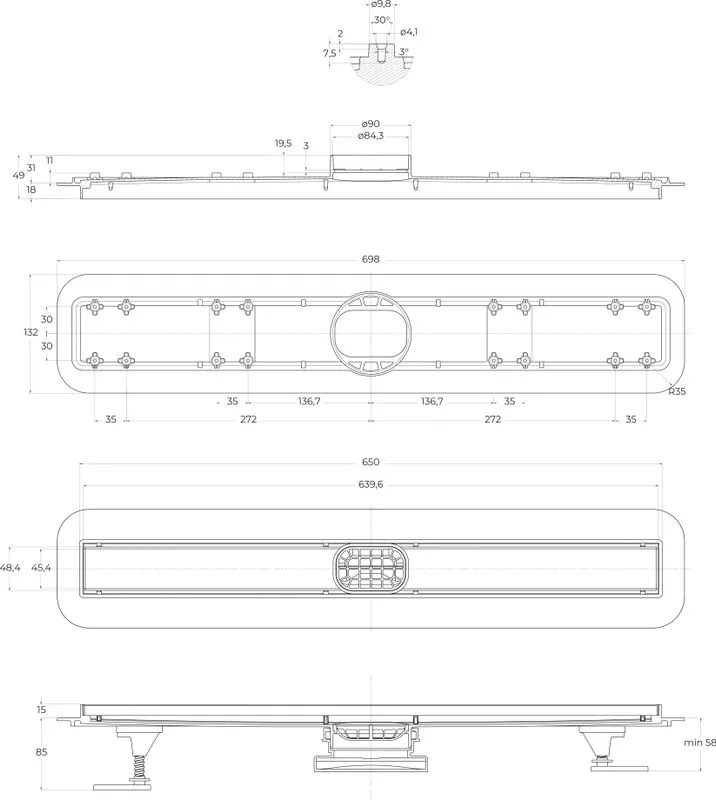 Душевой трап (лоток) BelBagno Luce BB-LD-LUCE-70-CR 65 см, хром Sancos — официальный сайт