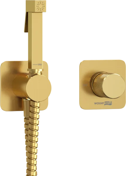 Гигиенический душ Wasserkraft Schunter A8251.285.237.213 со смесителем, С ВНУТРЕННЕЙ ЧАСТЬЮ, золото Sancos — Оригинал