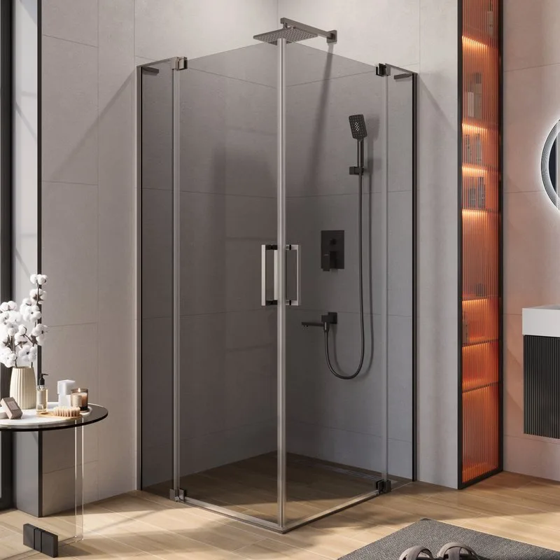 Душевой уголок Cezares Slider AH 2 80/90-90/100 GRIGIO GM профиль оружейная сталь, стекло серое Sancos — официальный сайт