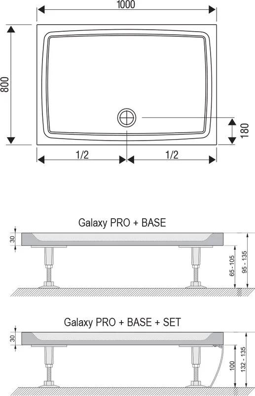 Поддон для душа Ravak Galaxy Pro Flat Gigant Pro 100х80 Sancos — официальный сайт