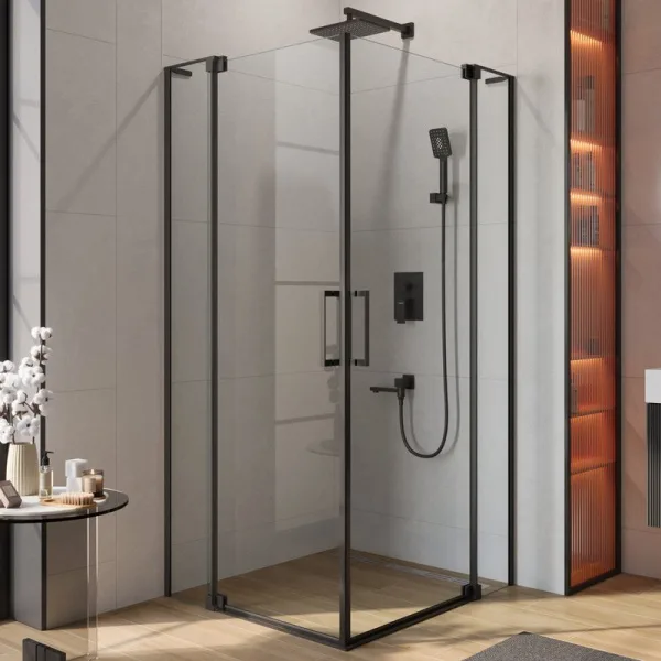 Душевой уголок Cezares Slider AH 2 70/80 100/110 C NERO профиль черный, стекло прозрачное Sancos — Оригинал