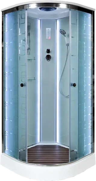 Душевая кабина DTO EM1590 90х90, LED, профиль хром, стекло матовое с узором Sancos — Оригинал