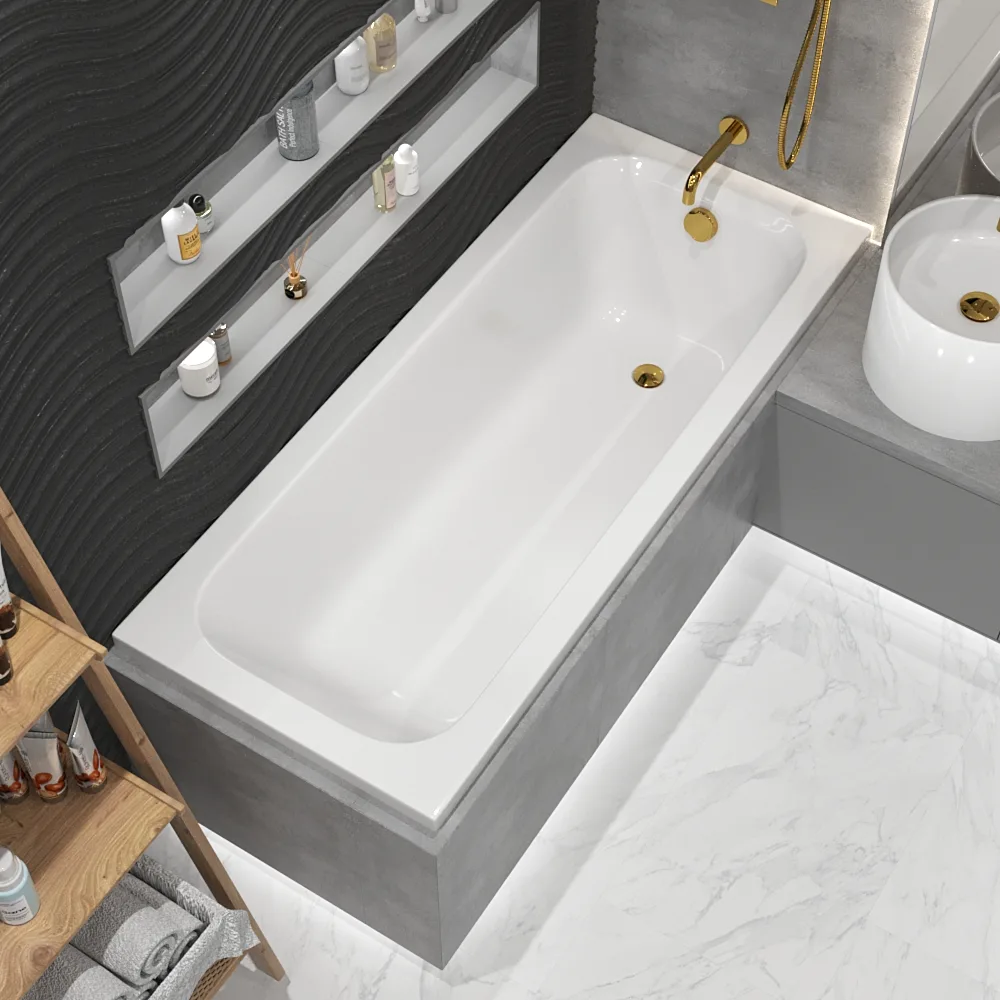 Акриловая ванна WHITECROSS Vibe 180x75 см, пристенная, белая Sancos — официальный сайт