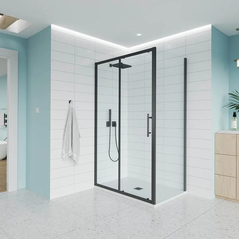 Душевой уголок Veconi Evo 100SP B 120х100 см, профиль матовый черный, стекло прозрачное Sancos — официальный сайт