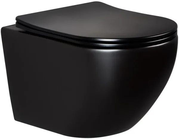Унитаз подвесной Splendy Light LI10152VTYBM безободковый, Торнадо, с микролифтом, черный матовый Sancos — Оригинал