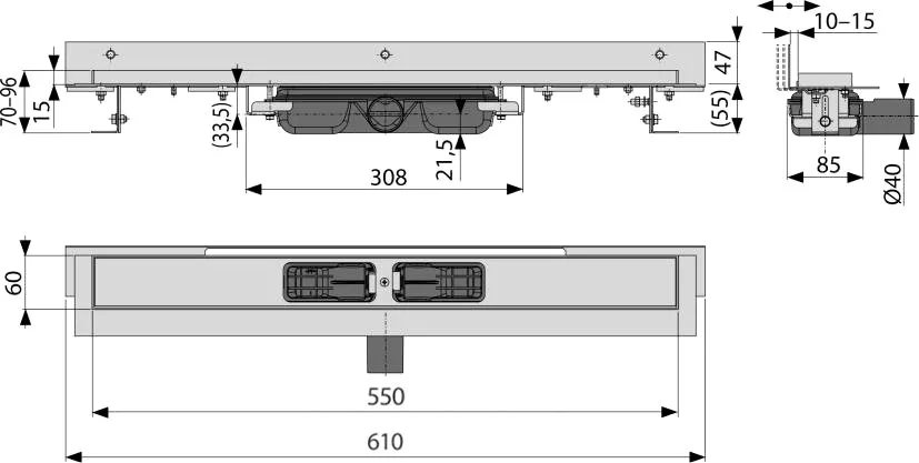 Душевой трап (лоток) AlcaPlast APZ104 -550 без решетки Sancos — официальный сайт