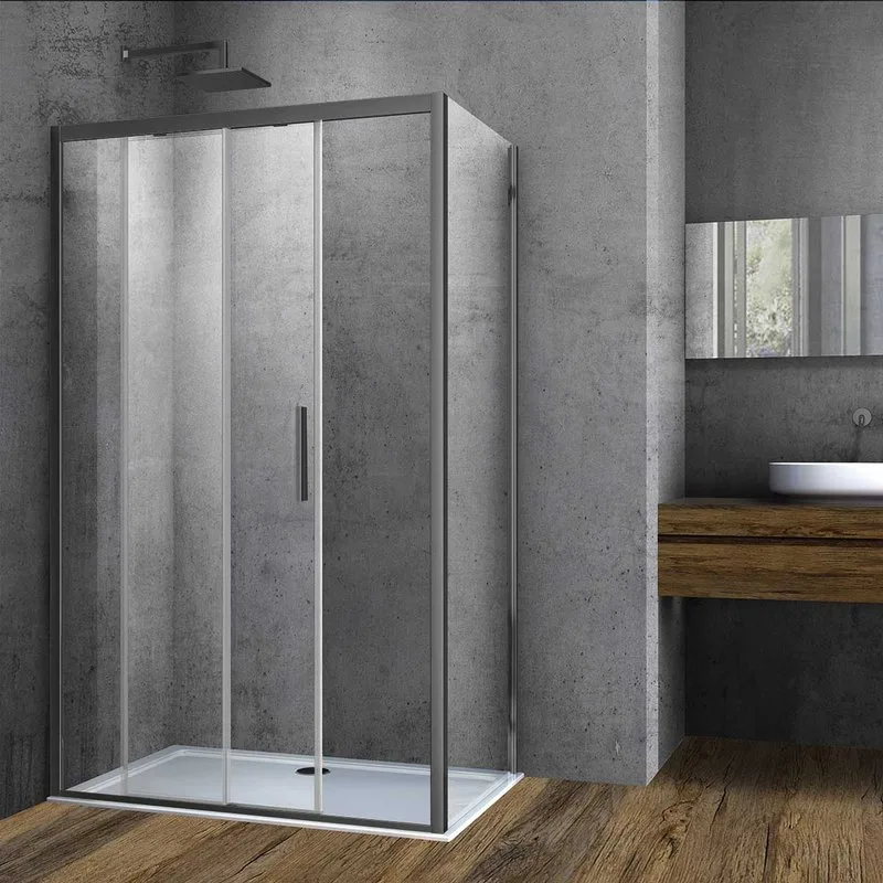 Душевой уголок Vincea Soft VSR-3SO9015CLGM 150х90, профиль вороненая сталь, стекло прозрачное Sancos — официальный сайт
