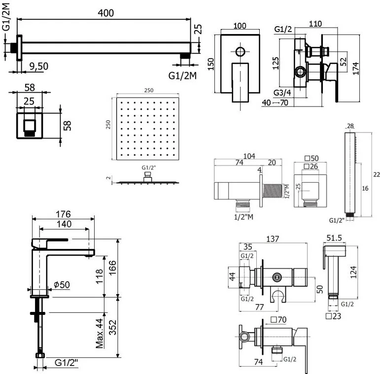 Комплект для ванной Plumberia Selection Tag KITZTG15NO53 С ВНУТРЕННЕЙ ЧАСТЬЮ, черный матовый Sancos — официальный сайт