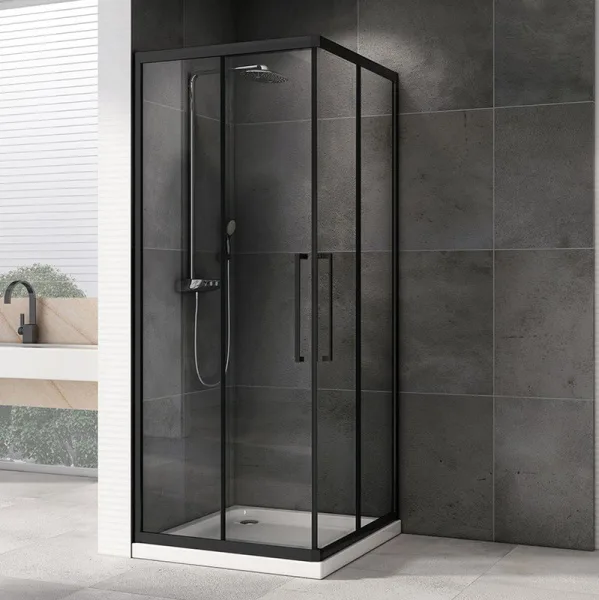 Душевой уголок Abber Schwarzer Diamant AG02090BH 90x90, профиль черный, стекло прозрачное Sancos — Оригинал